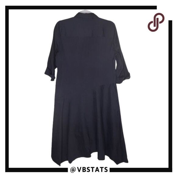 Lafayette 148 New York Women's 1/2 Button Shirt Dress Black Size‎ 8 - Picture 2 of 6